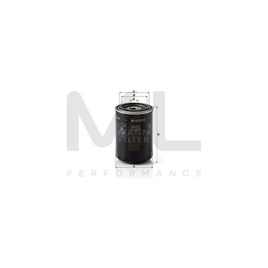 MANN-FILTER W 818/81 Oil Filter Spin-on Filter, with one anti-return valve | ML Performance Car Parts
