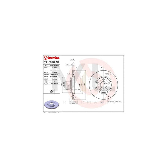 BREMBO 09.5870.34 Brake Disc Internally Vented | ML Performance Car Parts