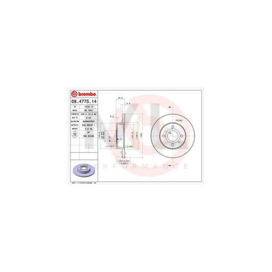 BREMBO 08.4775.14 Brake Disc Solid | ML Performance Car Parts