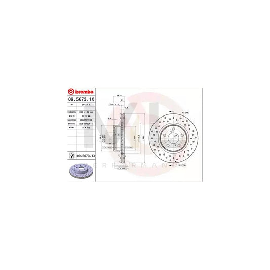 BREMBO XTRA LINE 09.5673.1X Brake Disc Perforated / Vented, Coated | ML Performance Car Parts