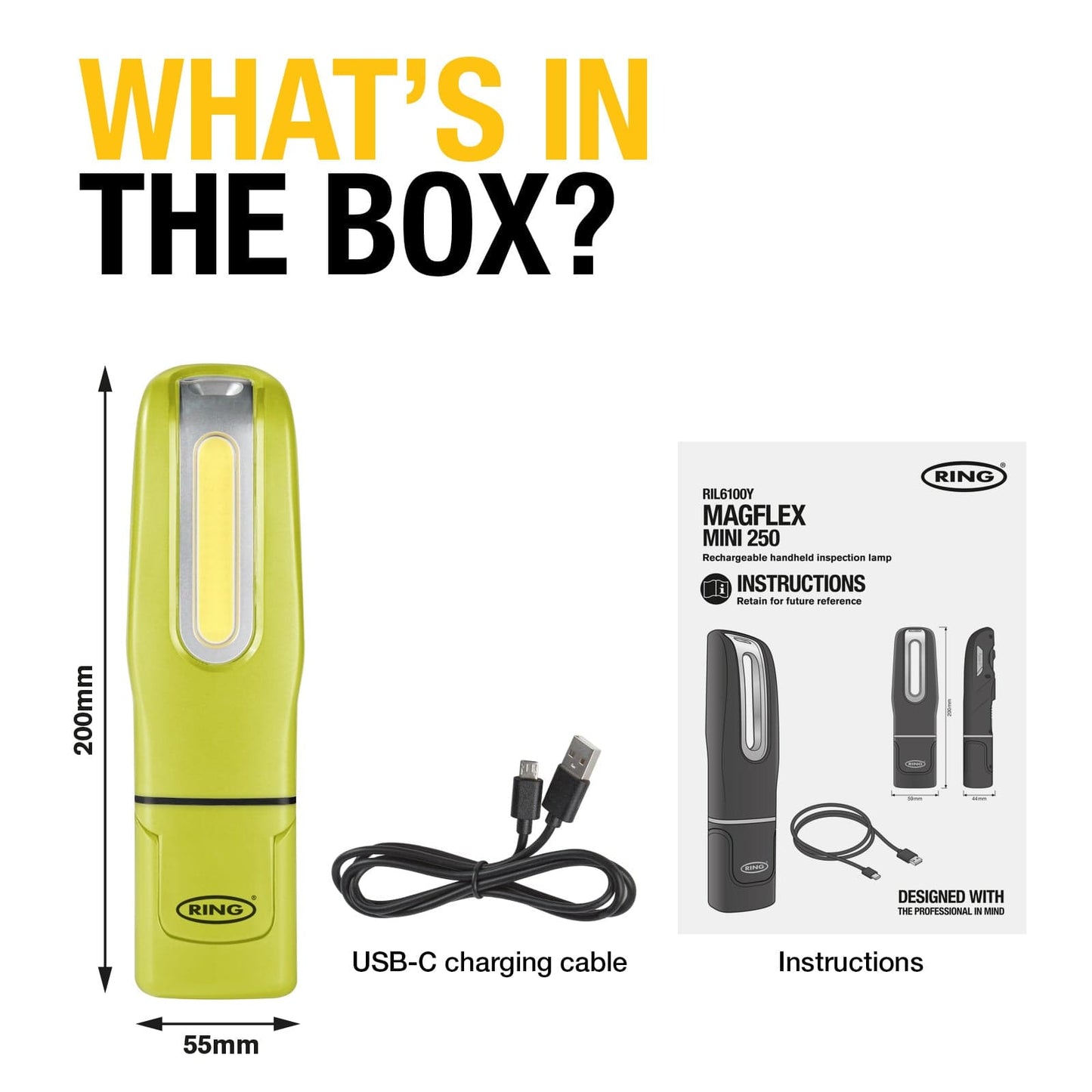 RING RIL6100Y Magflex DNA Mini 250 Lumens Rechargeable Yellow (12 units ) | ML Performance