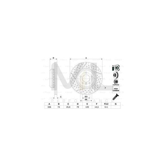 BOSCH 0 986 479 E09 Brake Disc Slotted / Perforated, Two-piece brake disc, Vented, Coated, High-carbon, with bolts/screws | ML Performance Car Parts