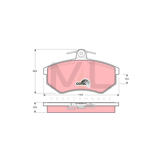 TRW Cotec Gdb430 Brake Pad Set Not Prepared For Wear Indicator, With Brake Caliper Screws, With Accessories | ML Performance Car Parts