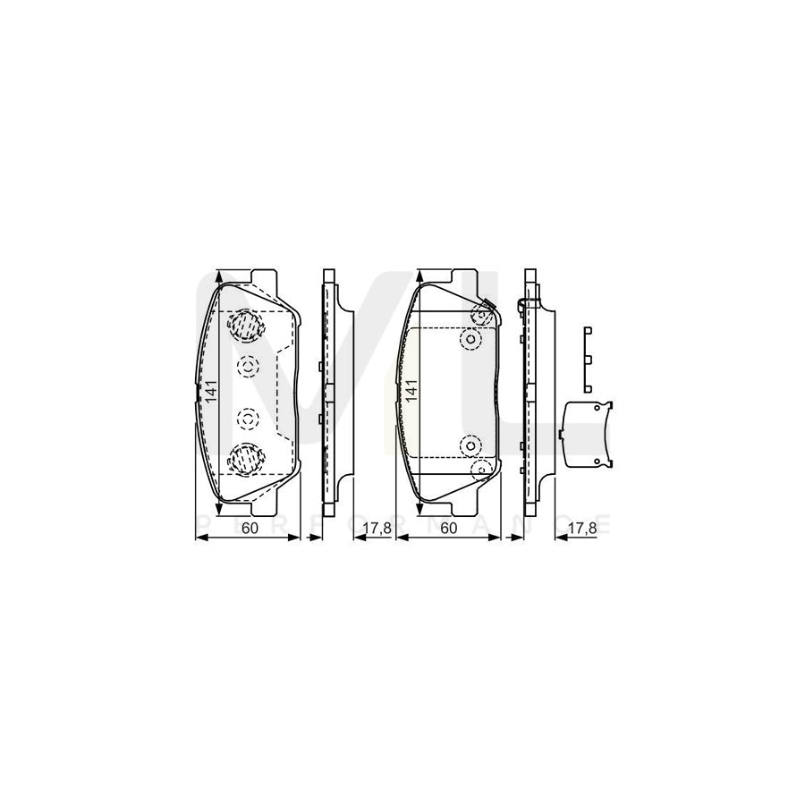 Bosch 0986Tb3198 Brake Pad Set With Acoustic Wear Warning, With Accessories  | ML Performance Car Parts