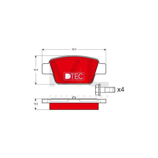 TRW Dtec Cotec Gdb1485Dte Brake Pad Set Not Prepared For Wear Indicator, With Brake Caliper Screws, With Accessories | ML Performance Car Parts