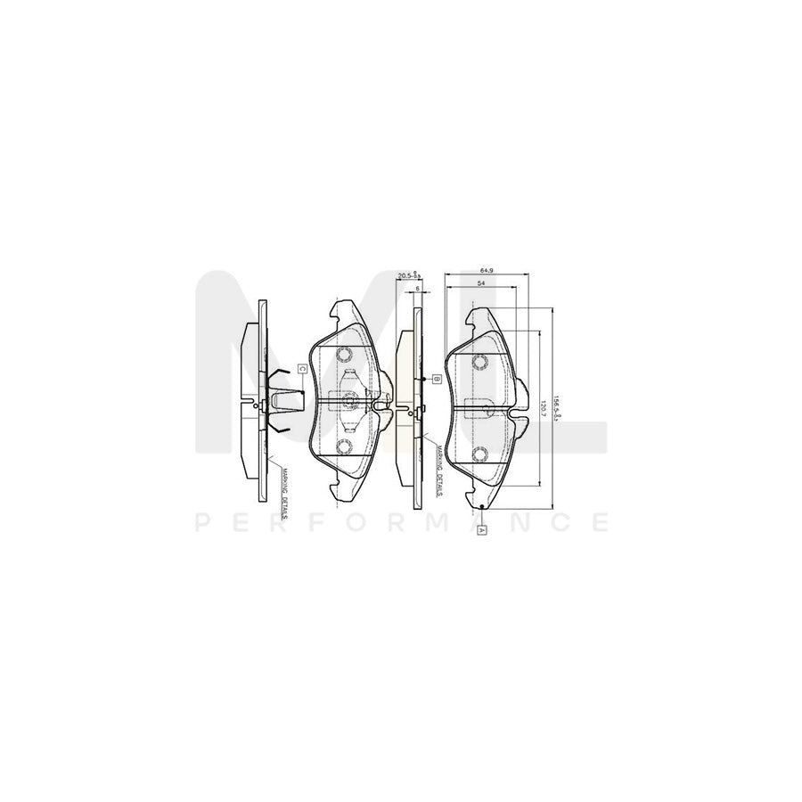 Bosch 0986Tb2030 Brake Pad Set Excl. Wear Warning Contact, With Accessories  | ML Performance Car Parts