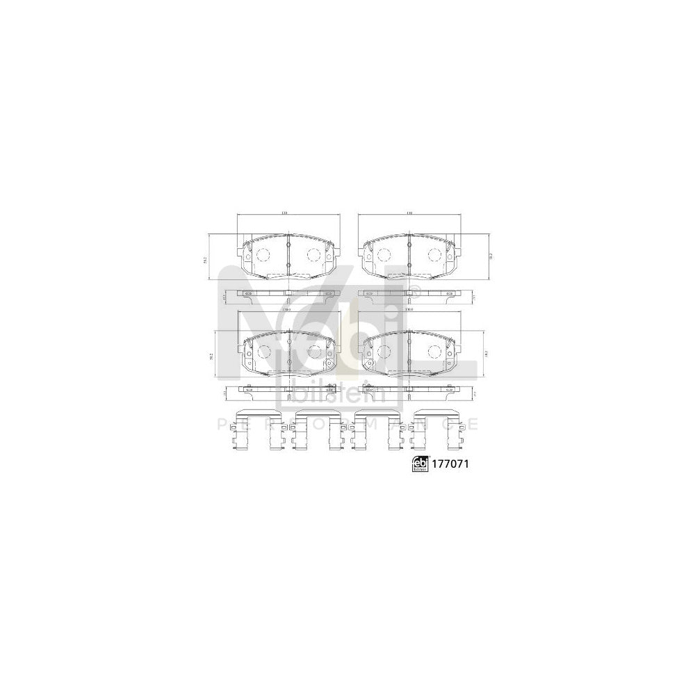Febi Bilstein 177071 Brake Pad Set For Hyundai Kona Front Axle, With Acoustic Wear Warning, With Staples | ML Performance Car Parts