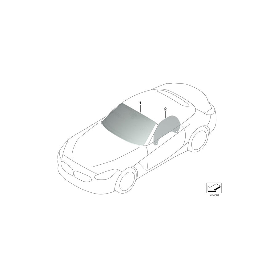 Genuine BMW 51317454438 G29 Windshield, Green, Rain/Light/Fog KAFAS/HUD (Inc. Z4 30i, Z4 M40i & Z4 20i) | ML Performance UK