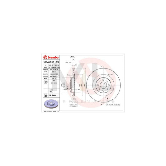 BREMBO 09.A444.10 Brake Disc Internally Vented | ML Performance Car Parts