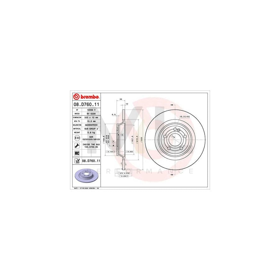 BREMBO 08.D760.11 Brake Disc Solid, Coated, High-carbon, with bolts/screws | ML Performance Car Parts