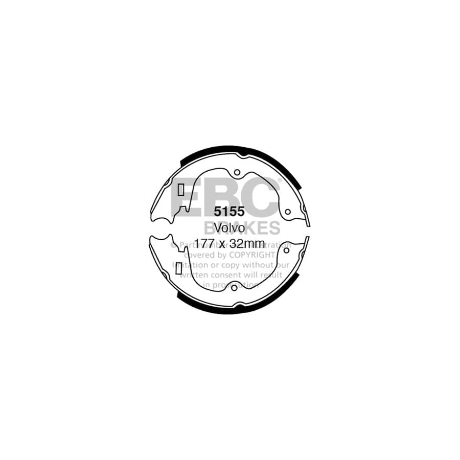 EBC 5155 Volvo Rear Brake Shoes (Inc. 140 & 164) 1 | ML Performance UK Car Parts