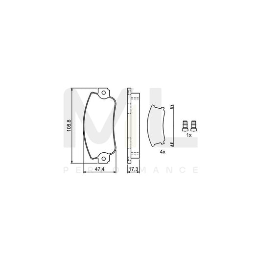 Bosch 0986495456 Brake Pad Set Excl. Wear Warning Contact, With Anti-Squeak Plate, With Mounting Manual BP2088 | ML Performance Car Parts