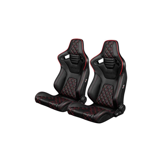 BRAUM Elite-X Series Racing Seats ( Diamond Ed. - Red Piping ) – Pair | ML Performance UK Car Parts