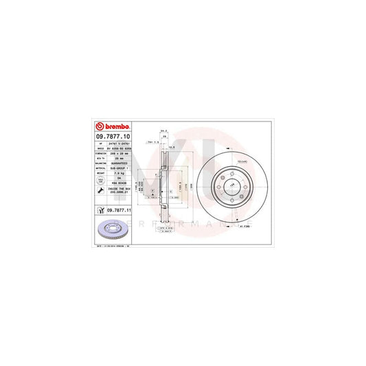 BREMBO COATED DISC LINE 09.7877.11 Brake Disc Internally Vented, Coated, with bolts/screws | ML Performance Car Parts