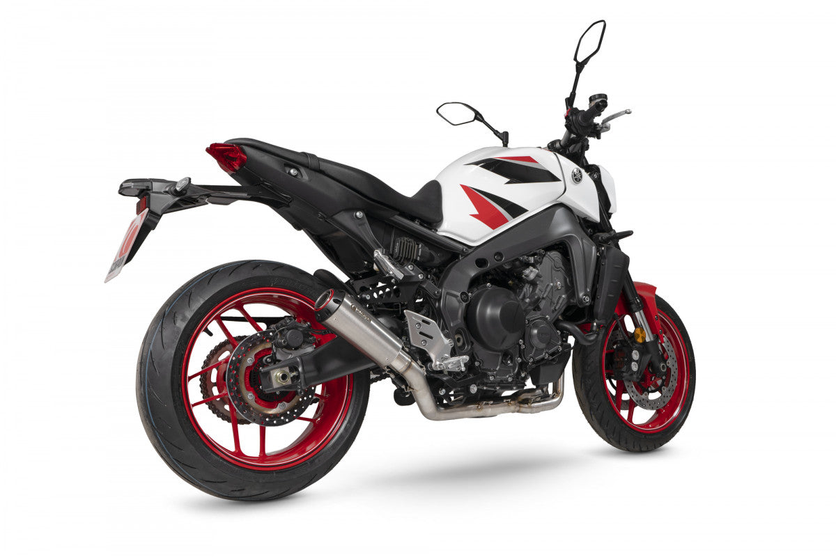 Scorpion PYA116SYSSEO Yamaha MT-09 Red Power Full System - Brushed Stainless Steel Sleeve | ML Performance UK UK