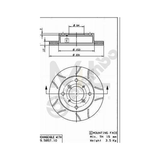 BREMBO MAX LINE 09.5857.75 Brake Disc Internally Vented, Slotted, Coated | ML Performance Car Parts