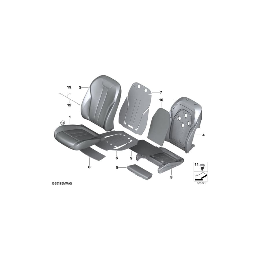 Genuine BMW 52108493393 G07 G05 G06 Cover, Comfort Backrest, Perf. Lthr, Le SCHWARZ (Inc. X5 M50iX, X5 30iX & X5 45eX) | ML Performance UK Car Parts