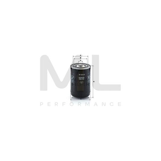 MANN-FILTER W 940/3 Oil Filter Spin-on Filter, with two anti-return valves | ML Performance Car Parts