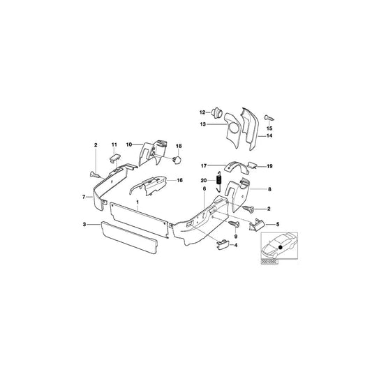 Genuine BMW 52108118509 E31 Covering Inner Left SILBERGR.DUNKEL (Inc. 840i, 850CSi & 850Ci) | ML Performance UK Car Parts
