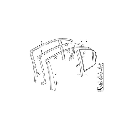 Genuine BMW 51337898144 E61 E60 Finisher Window Frame B-Pillar Rr Door GLANZSCHWARZ (Inc. 530xd, 530d & 525i) | ML Performance UK