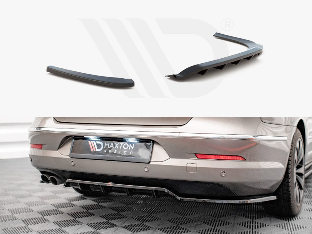 Maxton Design VW-PA-CC-RSD2T+RD1T Central Rear Splitter (vertical Bars) VW Passat CC (2008-2012) | ML Performance UK Car Parts