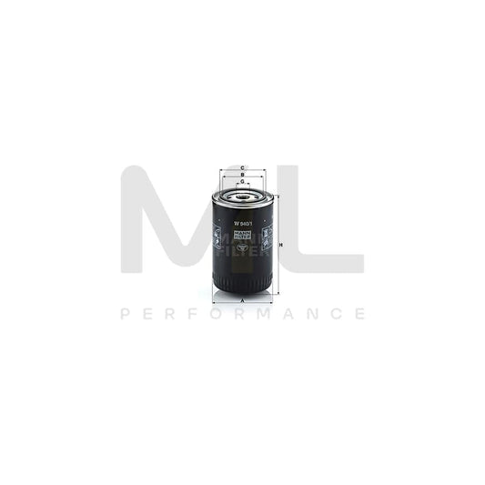 MANN-FILTER W 940/1 Oil Filter Spin-on Filter, with one anti-return valve | ML Performance Car Parts