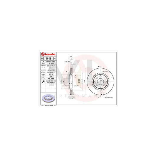 BREMBO 09.9608.24 Brake Disc Internally Vented, with bolts/screws | ML Performance Car Parts