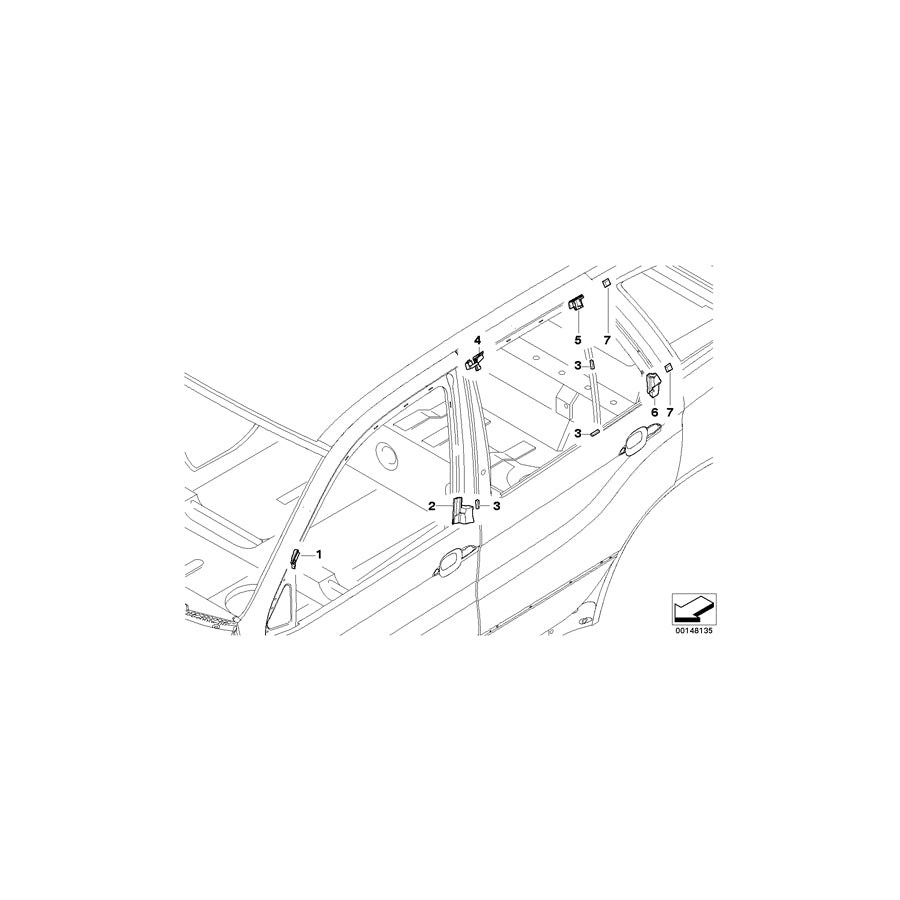 Genuine BMW 51357016596 E53 Sealing, B-Column, Top Right (Inc. X5 4.4i, X5 3.0i & X5 4.6is) | ML Performance UK