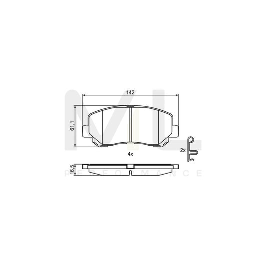 Bosch 0986495367 Brake Pad Set For Mazda Cx-5 With Acoustic Wear Warning, With Anti-Squeak Plate BP1717 | ML Performance Car Parts