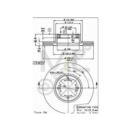 BREMBO 09.4919.10 Brake Disc for SUBARU LEONE Internally Vented | ML Performance Car Parts