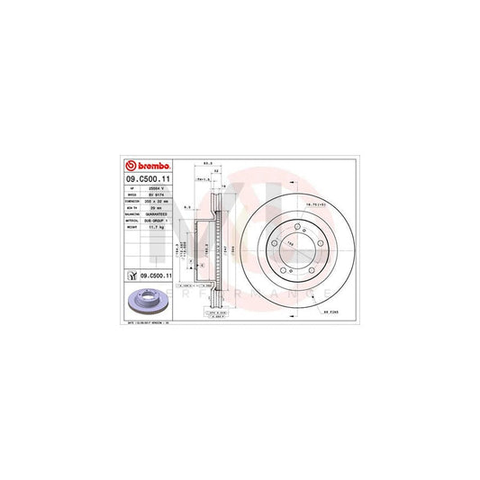 BREMBO COATED DISC LINE 09.C500.11 Brake Disc Internally Vented, Coated | ML Performance Car Parts