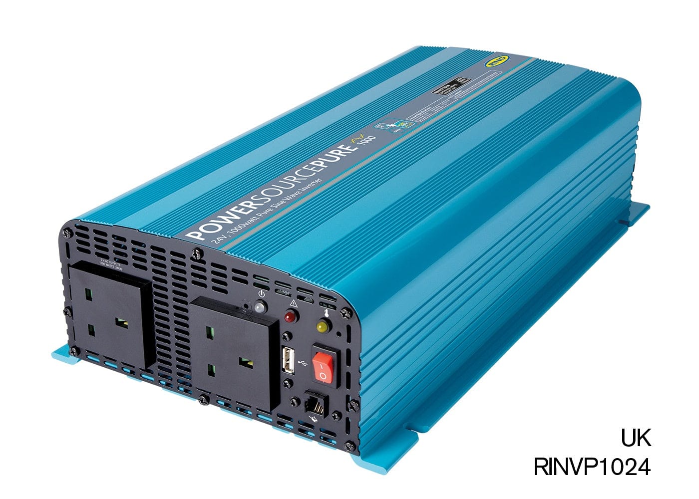 RING RINVP1024 24V DC to 230V AC, 1000W Pure Sine Wave Inverter (2 x UK Sockets) | ML Performance