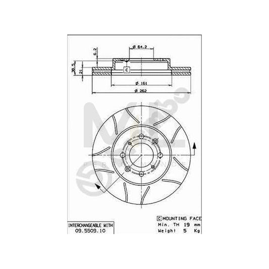 BREMBO MAX LINE 09.5509.75 Brake Disc Internally Vented, Slotted, Coated, with bolts/screws | ML Performance Car Parts