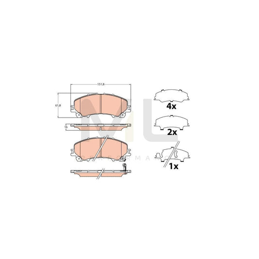 TRW Gdb2222 Brake Pad Set With Acoustic Wear Warning, With Accessories | ML Performance Car Parts