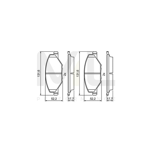 Bosch 0986495390 Brake Pad Set For Vw Polo V Saloon (602, 604, 612, 614) With Anti-Squeak Plate BP1756 | ML Performance Car Parts