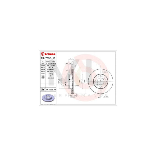 BREMBO 09.7056.10 Brake Disc Internally Vented | ML Performance Car Parts