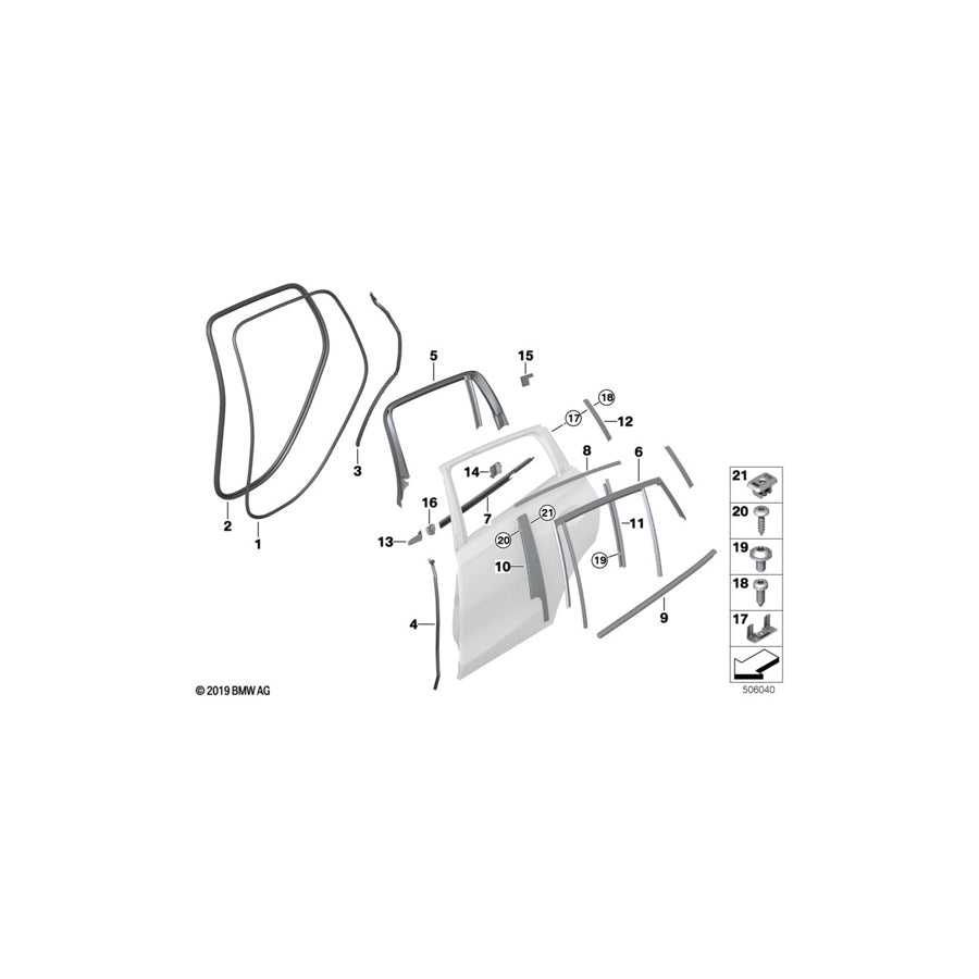 Genuine BMW 51357437783 G06 Window Well Seal, Inner, Door, Rear Lft (Inc. X6 30dX, X6 40i & X6 M50dX) | ML Performance UK