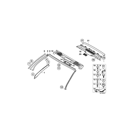 Genuine BMW 54347172025 E64 Left Roof Frame Gasket (Inc. M6, 630i & 645Ci) | ML Performance UK