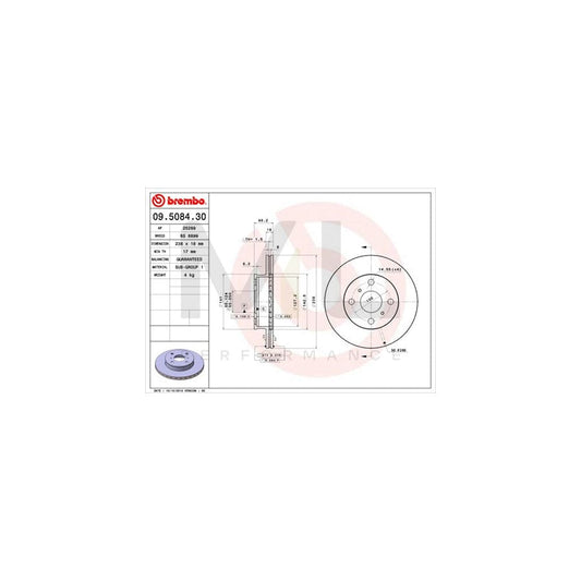 BREMBO 09.5084.30 Brake Disc for TOYOTA COROLLA Internally Vented | ML Performance Car Parts