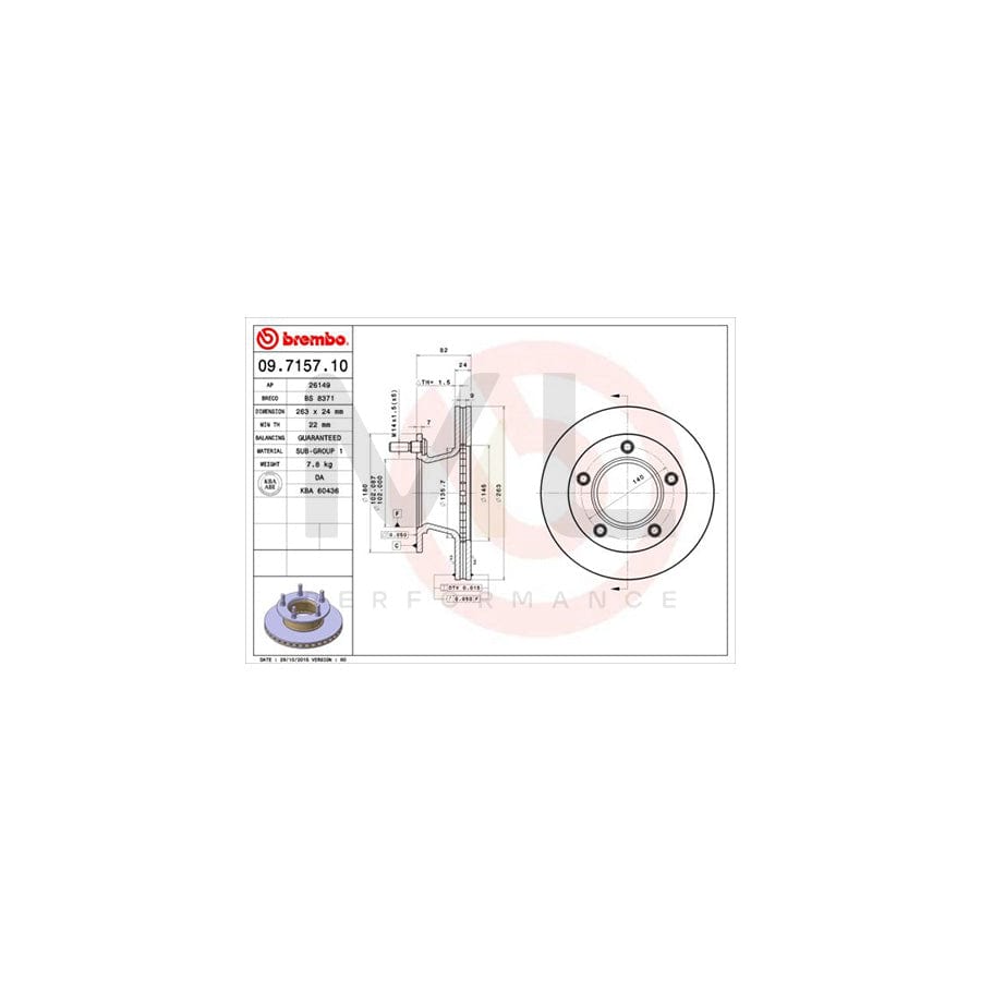BREMBO 09.7157.10 Brake Disc suitable for MERCEDES-BENZ 100 Internally Vented | ML Performance Car Parts