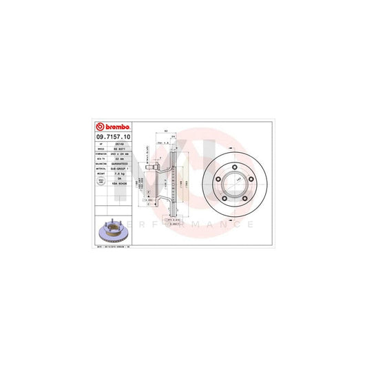 BREMBO 09.7157.10 Brake Disc suitable for MERCEDES-BENZ 100 Internally Vented | ML Performance Car Parts