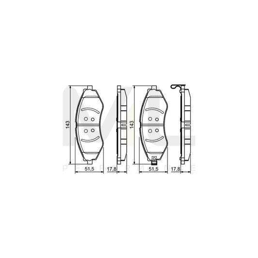Bosch 0986495116 Brake Pad Set With Acoustic Wear Warning, With Mounting Manual BP1487 | ML Performance Car Parts