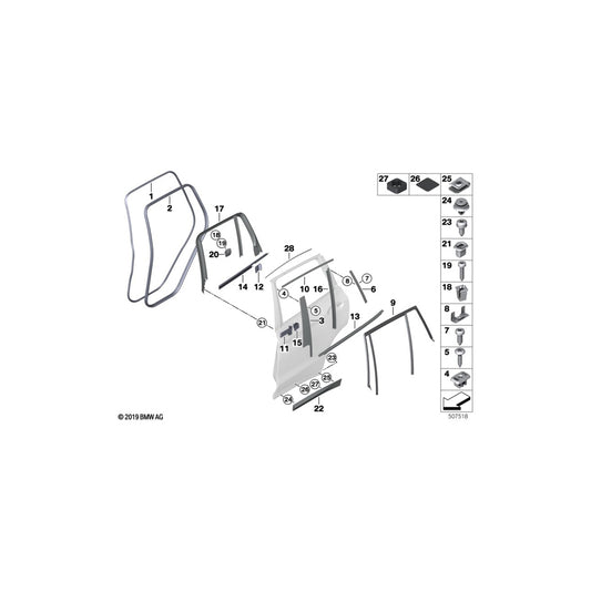 Genuine BMW 51357393443 G02 G01 Seal, Striker Plate, Door, Rear Left (Inc. X4 M, X4 20dX & X3 18d) | ML Performance UK