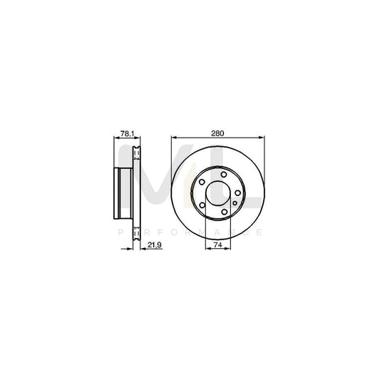 BOSCH 0 986 478 041 Brake Disc Internally Vented, Vented, Oiled | ML Performance Car Parts
