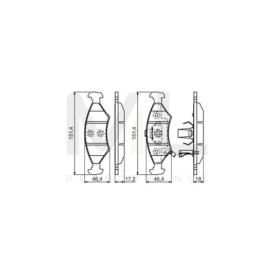 Bosch 0986494547 Brake Pad Set With Acoustic Wear Warning, With Anti-Squeak Plate, With Mounting Manual BP1468 | ML Performance Car Parts