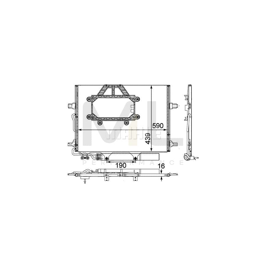 MAHLE ORIGINAL AC 453 000P Air conditioning condenser with bolted-on plate, with dryer | ML Performance Car Parts