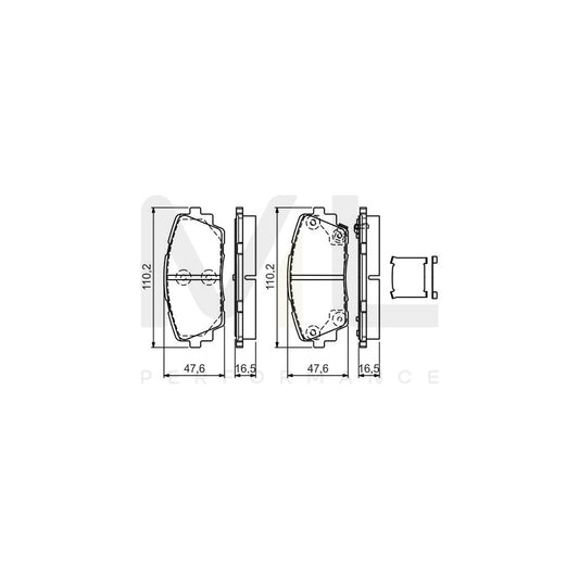 Bosch 0986Tb3187 Brake Pad Set For Kia Picanto Ii (Ta) With Acoustic Wear Warning, With Integrated Wear Warning Contact  | ML Performance Car Parts
