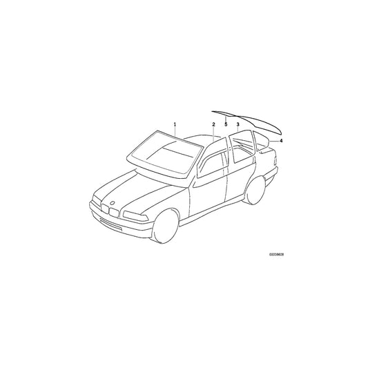 Genuine BMW 51368119077 E36 Side Window, Green, Left (Inc. 320i, 325i & 323i) | ML Performance UK