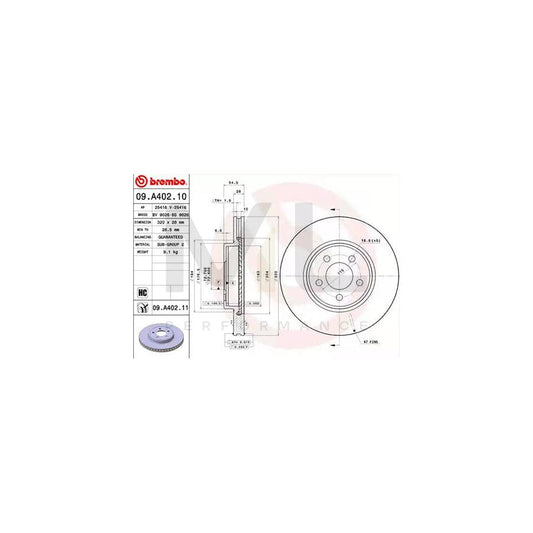 BREMBO 09.A402.10 Brake Disc Internally Vented, High-carbon | ML Performance Car Parts