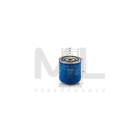 MANN-FILTER W 920/47 Oil Filter Spin-on Filter, with one anti-return valve | ML Performance Car Parts